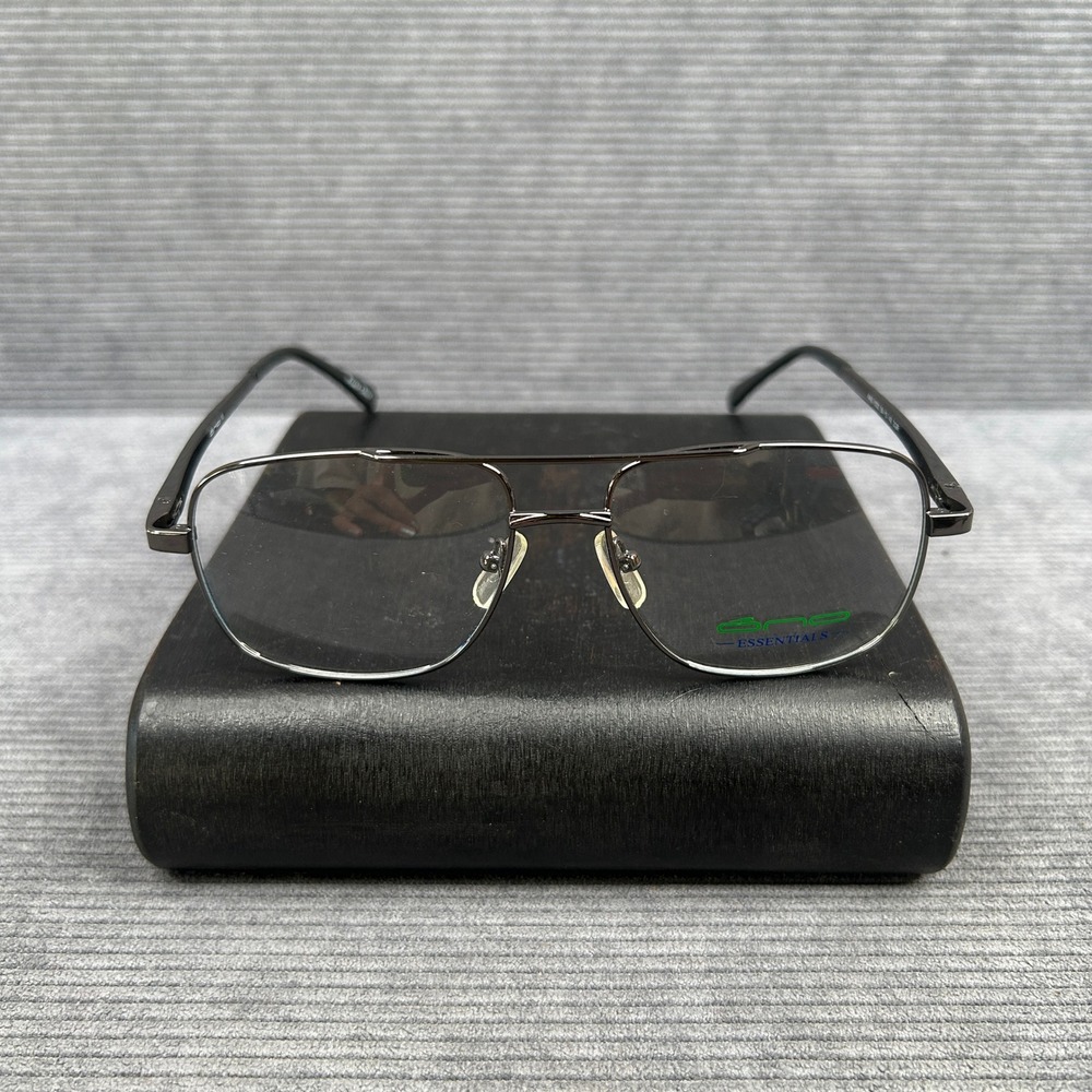 Ono Essentials AA2-1002 DGR Gunmetal Grey Aviator Y2k Eyeglasses 54-15-140